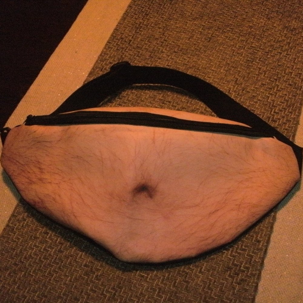WHITE ELEPHANT GIFT Hairy Belly FANNY PACK Novelty Dad Bod Waist Bags BEER BELLY